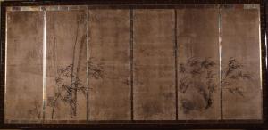 竹が描かれた古い絵画