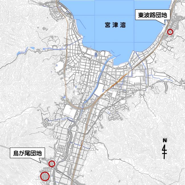 鳥が尾・東波路団地位置図